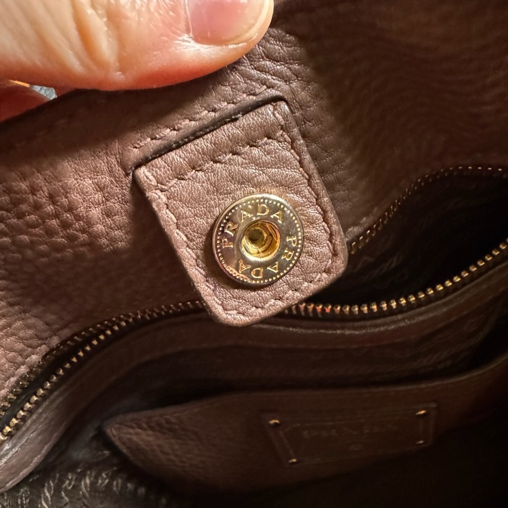 Prada Brown Leather Daino Vitello Tote with Side Pockets - Picture 9 of 13